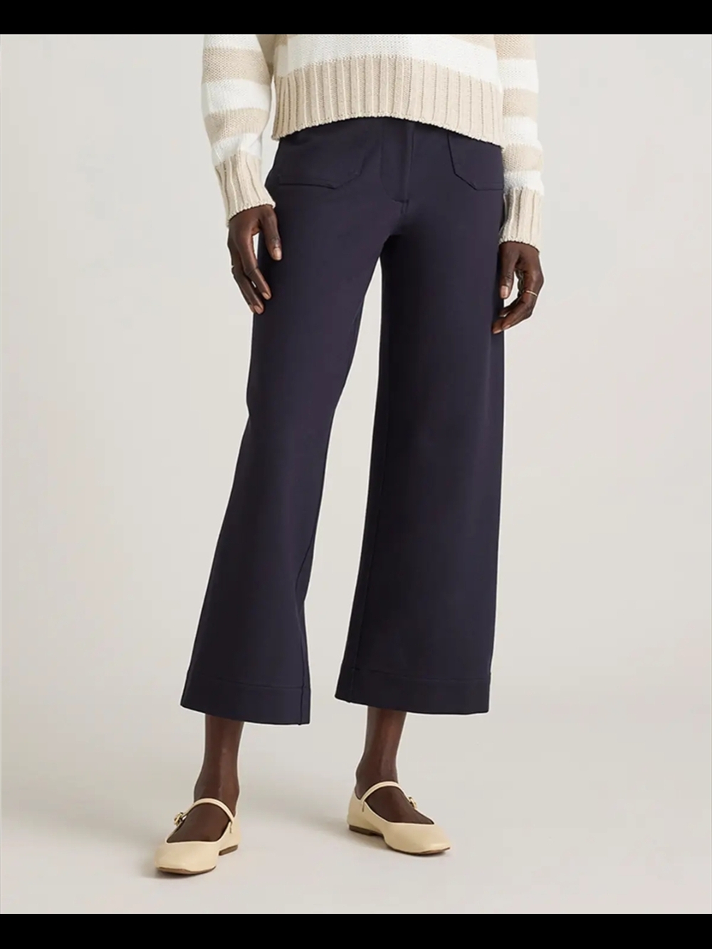 Quince Ultra-Stretch Ponte Cropped Wide Leg Pants Size 6